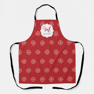 Christmas Monogrammed Cute Simple Snowflake  Apron