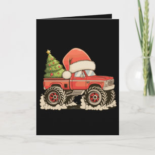 Christmas Monster Truck Santa Hat Xmas Holiday Card
