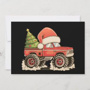 Christmas Monster Truck Santa Hat Xmas Holiday Card