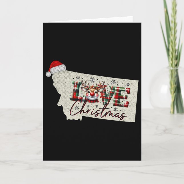 Christmas Montana Xmas State Map Montana Christmas Card (Front)