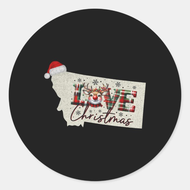 Christmas Montana Xmas State Map Montana Christmas Classic Round Sticker (Front)
