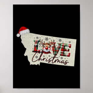 Christmas Montana Xmas State Map Montana Christmas Poster