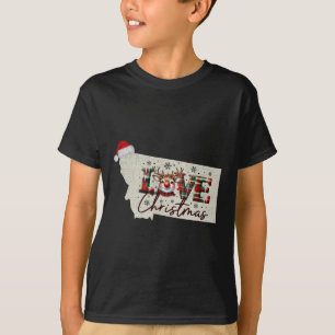 Christmas Montana Xmas State Map Montana Christmas T-Shirt