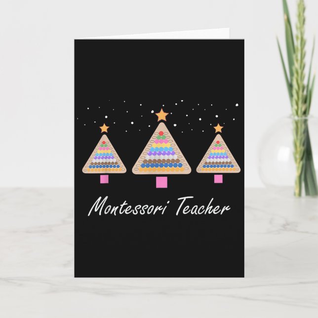 Christmas Montessori Teacher Xmas Tree Teaching Sc Card (Front)