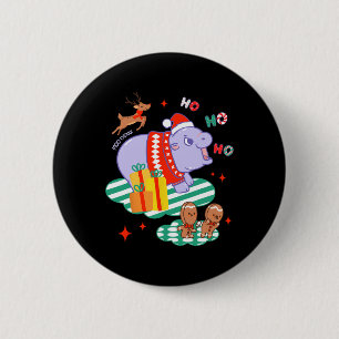 Christmas Moo Deng Gingerbread Man Cute Kids Girls 6 Cm Round Badge