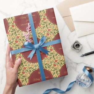 Christmas Mood Watercolor Holly Pattern Wrapping Paper