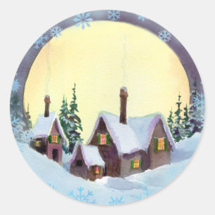 CHRISTMAS MOON by SHARON SHARPE Classic Round Sticker