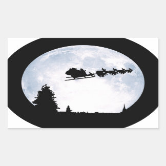 Christmas Moon Rectangular Sticker