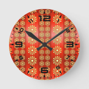 Christmas Moon Star Pattern-65756 Round Clock
