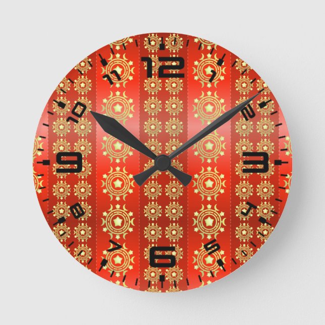 Christmas Moon Star Pattern-65756 Round Clock (Front)