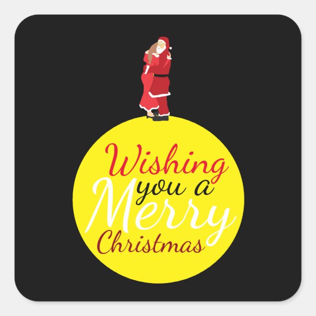 Christmas Moon Wishing You A Merry Christmas Squar Square Sticker (Front)