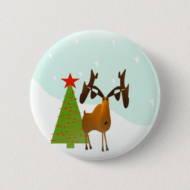 Christmas Moose 6 Cm Round Badge (Front)
