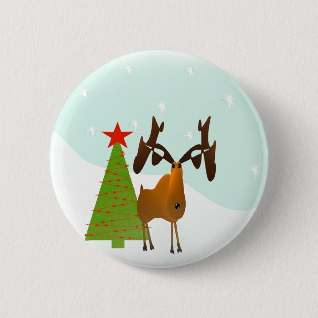 Christmas Moose 6 Cm Round Badge (Front)