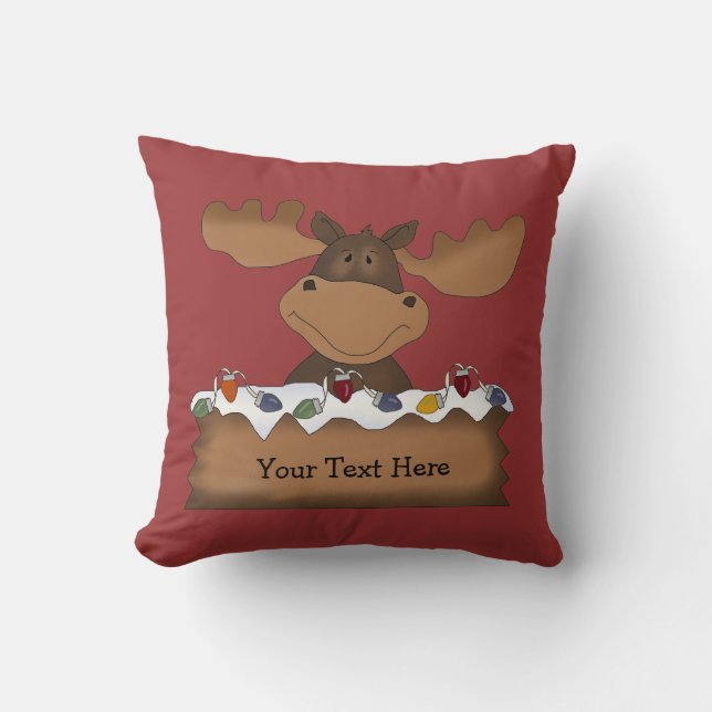 Christmas Moose (customisable) Cushion (Front)