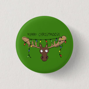 Christmas Moose Cute Funny Holiday Animal 3 Cm Round Badge