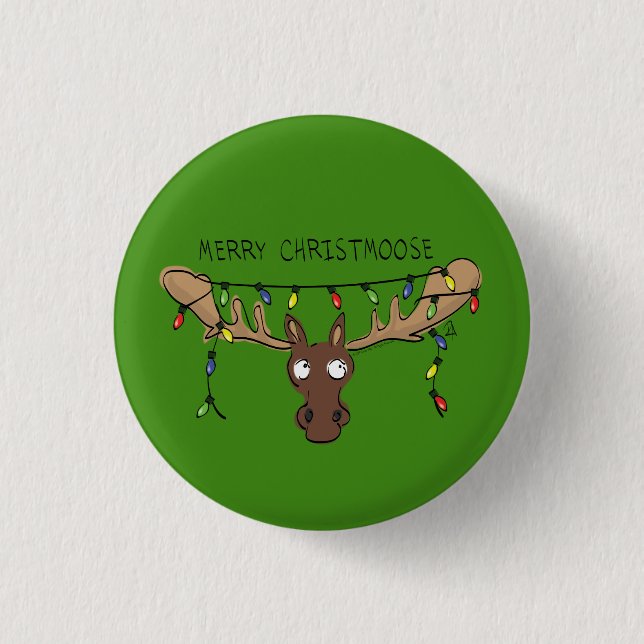 Christmas Moose Cute Funny Holiday Animal 3 Cm Round Badge (Front)