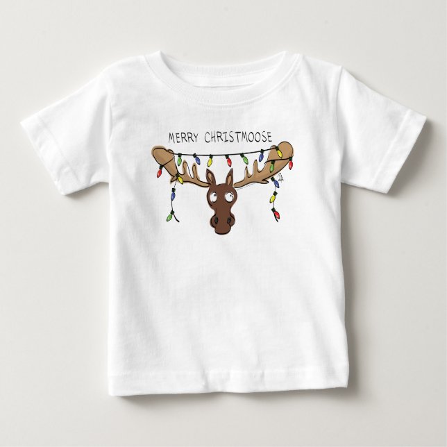 Christmas Moose Cute Funny Holiday Animal Baby T-Shirt (Front)