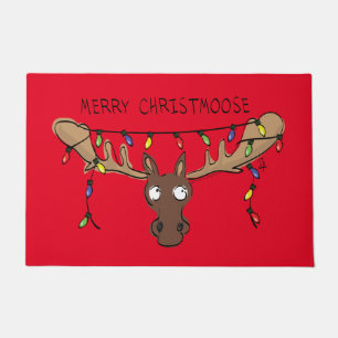 Christmas Moose Cute Funny Holiday Animal Doormat