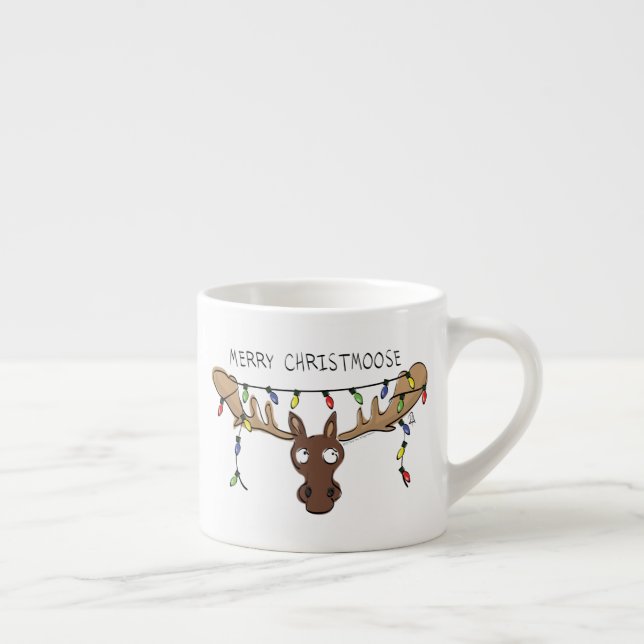 Christmas Moose Cute Funny Holiday Animal Espresso Cup (Right)