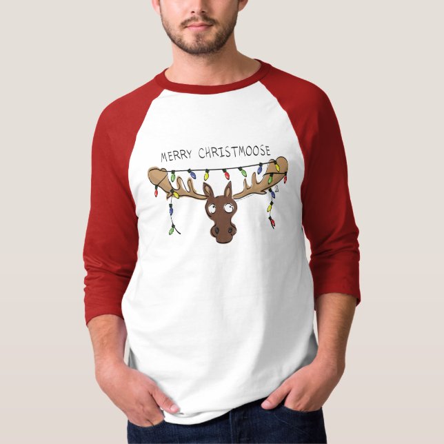 Christmas Moose Cute Funny Holiday Animal T-Shirt (Front)