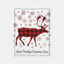 Christmas Moose, deer, elk, caribou, red plaids  F
