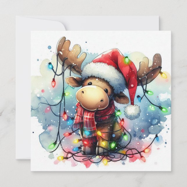Christmas Moose Greeting Card (Front)