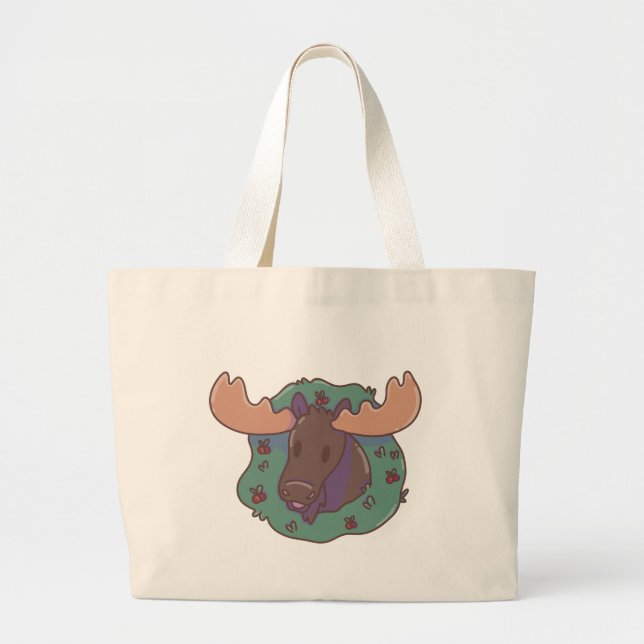 Christmas Moose Large Tote Bag (Front)