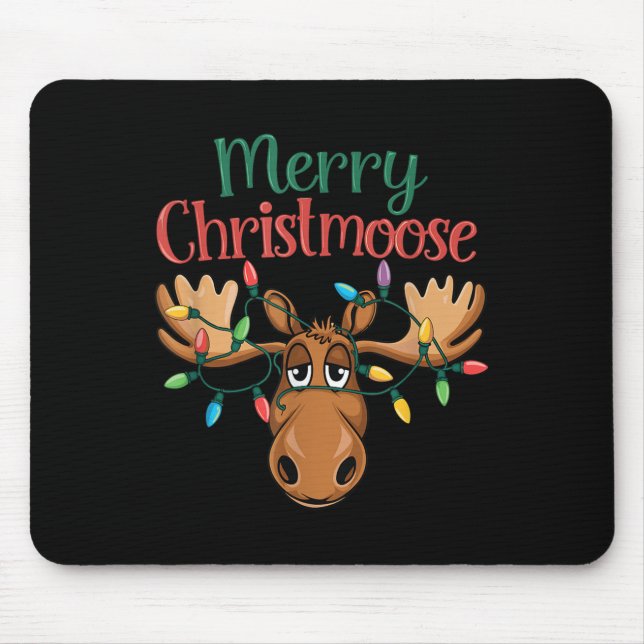 Christmas Moose Merry Christmoose Men Women  Mouse Pad (Front)