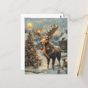 Christmas Moose Postcard