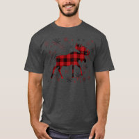 Christmas Moose red plaids snowflakes