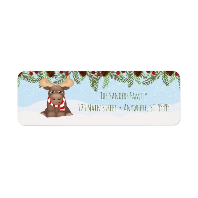 Christmas Moose Return Address Label (Front)