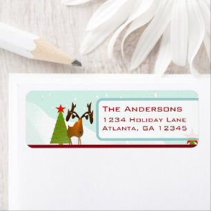 Christmas Moose Return Address Label