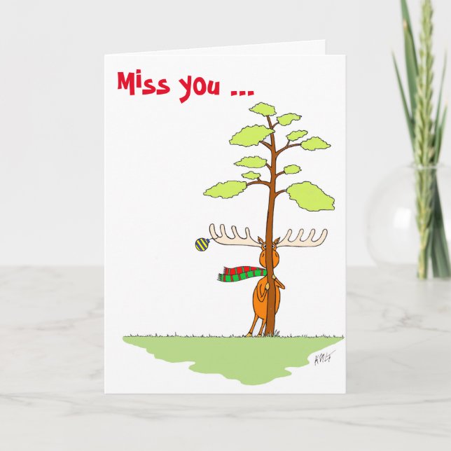 Christmas: Moose (Shy) Holiday Card (Front)