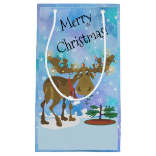 Christmas Moose ~ Small Gift Bag