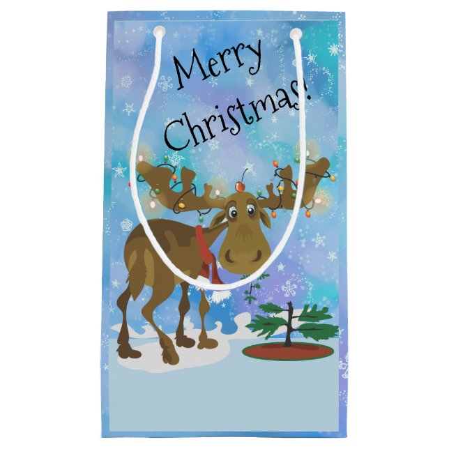 Christmas Moose ~ Small Gift Bag (Front)