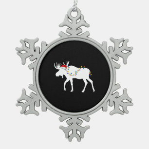 Christmas Moose Snowflake Pewter Christmas Ornament