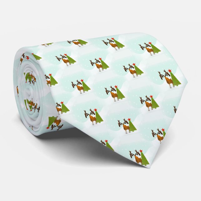 Christmas Moose Tie (Rolled)