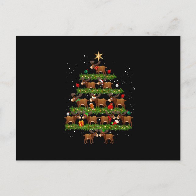 Christmas Moose Tree Light Funny Xmas Matching Fam Holiday Postcard (Front)