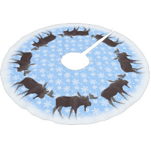 Christmas Moose Tree Skirt Holiday Moose Decor