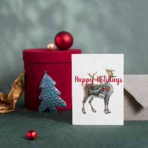 Christmas Moose with Customisable Greeting Holiday Card