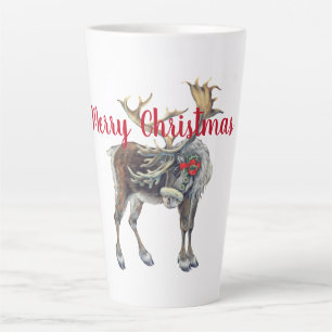 Christmas Moose with Customisable Greeting   Latte Mug