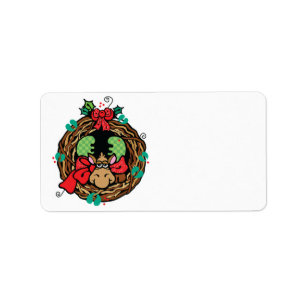 christmas moose wreath design label