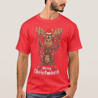 Christmas Moose Xmas Tree Lights Gift Merry Christ T-Shirt