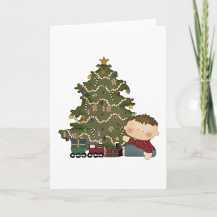 christmas morning boy tot 1 holiday card