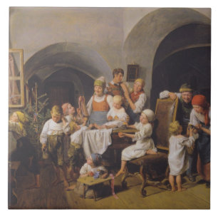 Christmas Morning (by Ferdinand Georg Waldmüller) Ceramic Tile