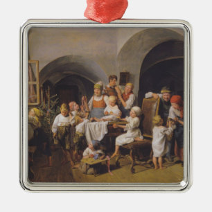 Christmas Morning (by Ferdinand Georg Waldmüller) Metal Ornament
