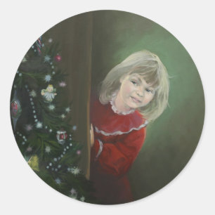 Christmas Morning Classic Round Sticker