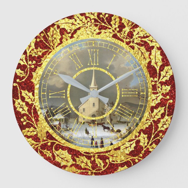 Christmas Morning Large Clock (Front)