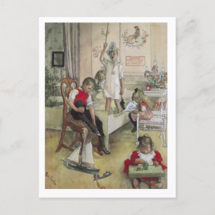 "Christmas Morning" painting Swedish Carl Larsson Holiday Postcard