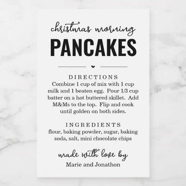 Christmas Morning Pancake Mix in a Jar Gift Label (Single Label)